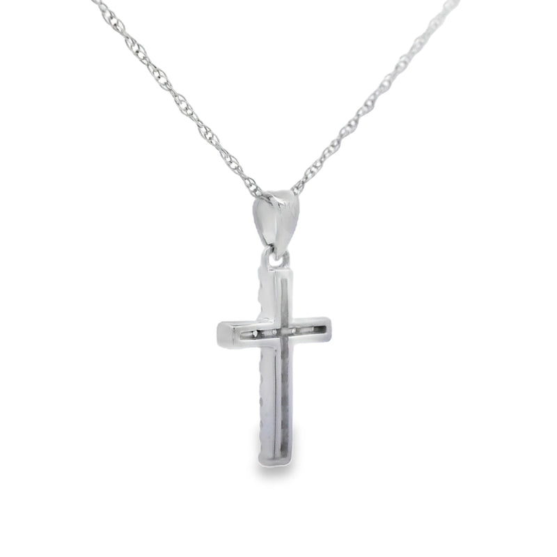 Bids.com .11ct Diamond Cross Religious Pendant 14KT White Gold Pendants