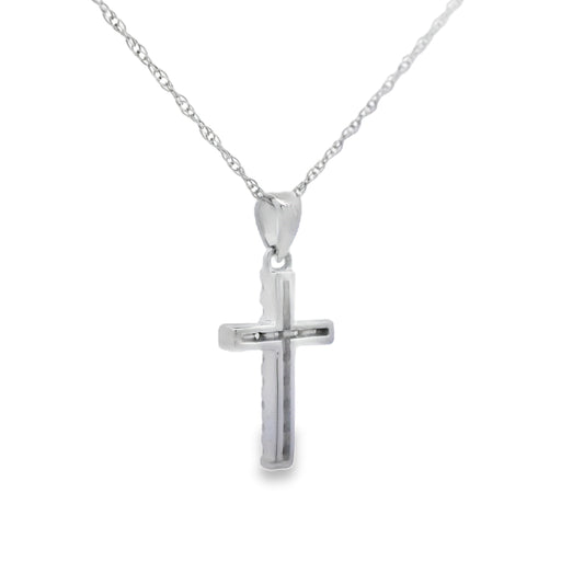 Bids.com .11ct Diamond Cross Religious Pendant 14KT White Gold Pendants