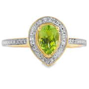 Bids.com .50ct Peridot Diamond Ring 10KT Yellow Gold Rings
