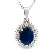 Bids.com Sapphire Diamond Fashion Pendants 10KT White Gold Pendants