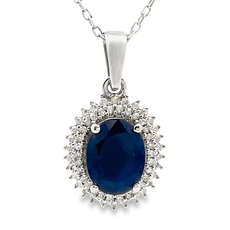 Bids.com Sapphire Diamond Fashion Pendants 10KT White Gold Pendants