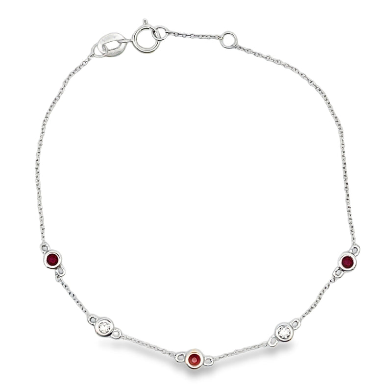 Bids.com .25ct Ruby Diamond Bracelet 14KT White Gold Bracelets