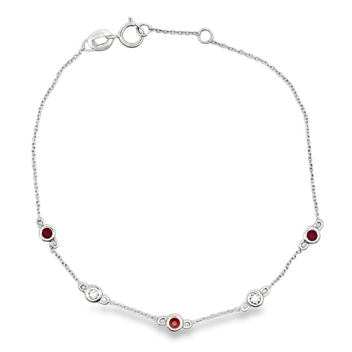 Bids.com .25ct Ruby Diamond Bracelet 14KT White Gold Bracelets