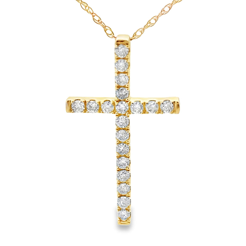 Bids.com .24ct Diamond Cross Religious Pendant 14KT Yellow Gold Pendants