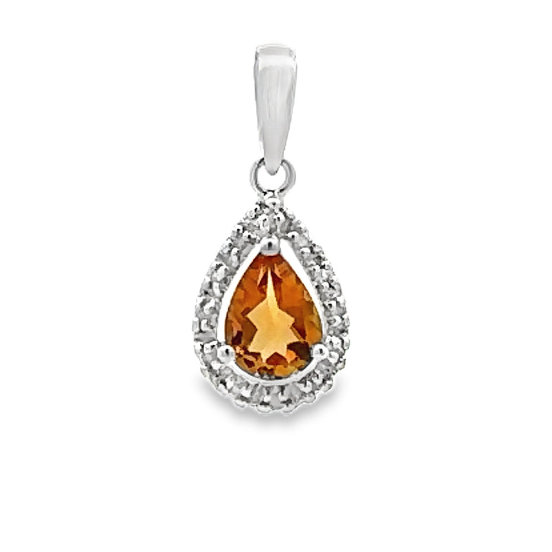 Bids.com .63ct Citrine Diamond Fashion Pendants 10KT White Gold Pendants