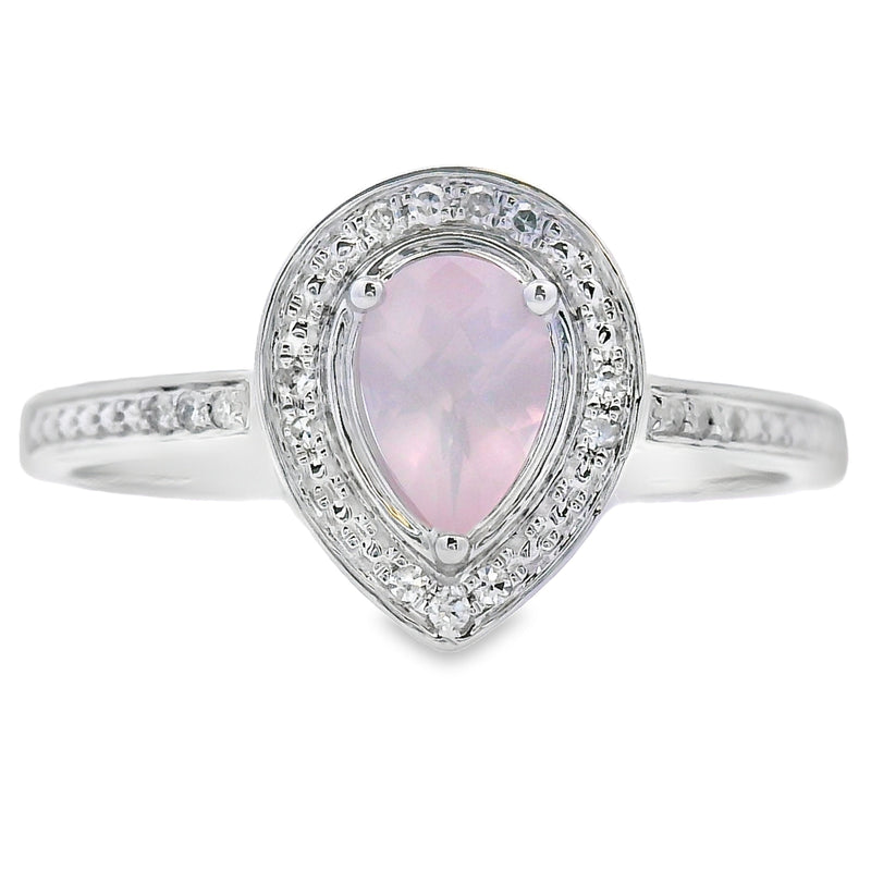Bids.com .44ct Rose Quartz Diamond Ring 10KT White Gold Rings