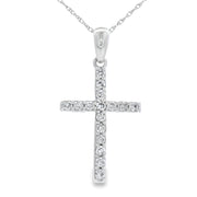 Bids.com .30ct Diamond Cross Religious Pendant 14KT White Gold Pendants
