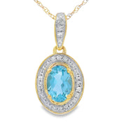 Bids.com Blue Topaz Diamond Fashion Pendants 10KT Yellow Gold Pendants