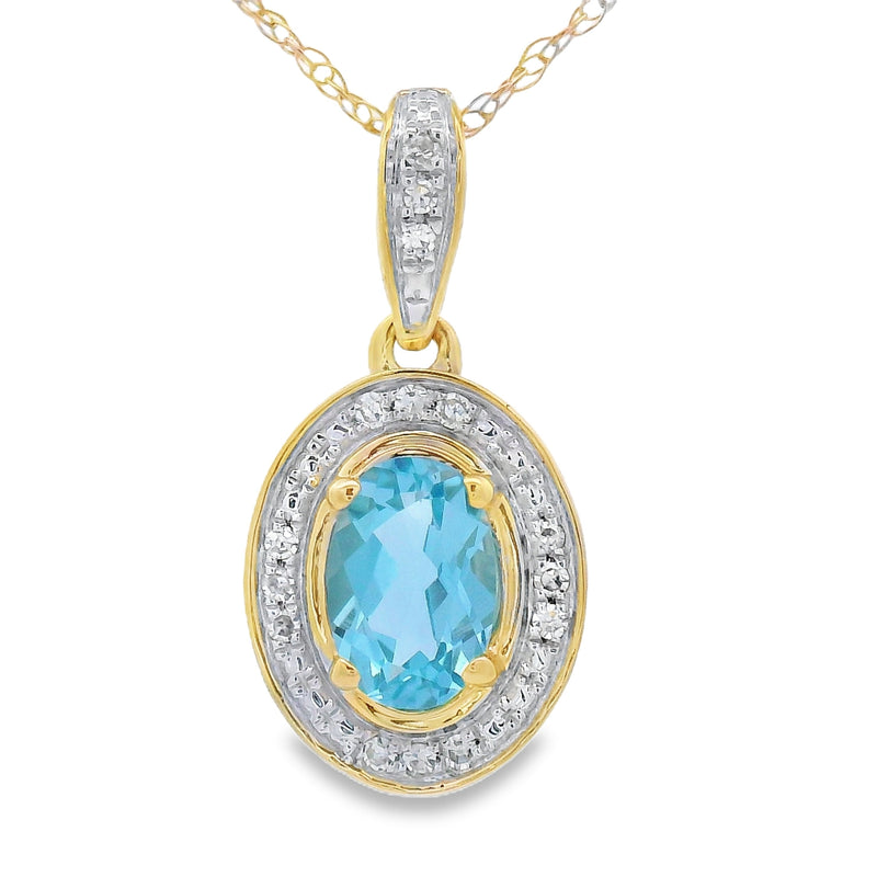 Bids.com Blue Topaz Diamond Fashion Pendants 10KT Yellow Gold Pendants