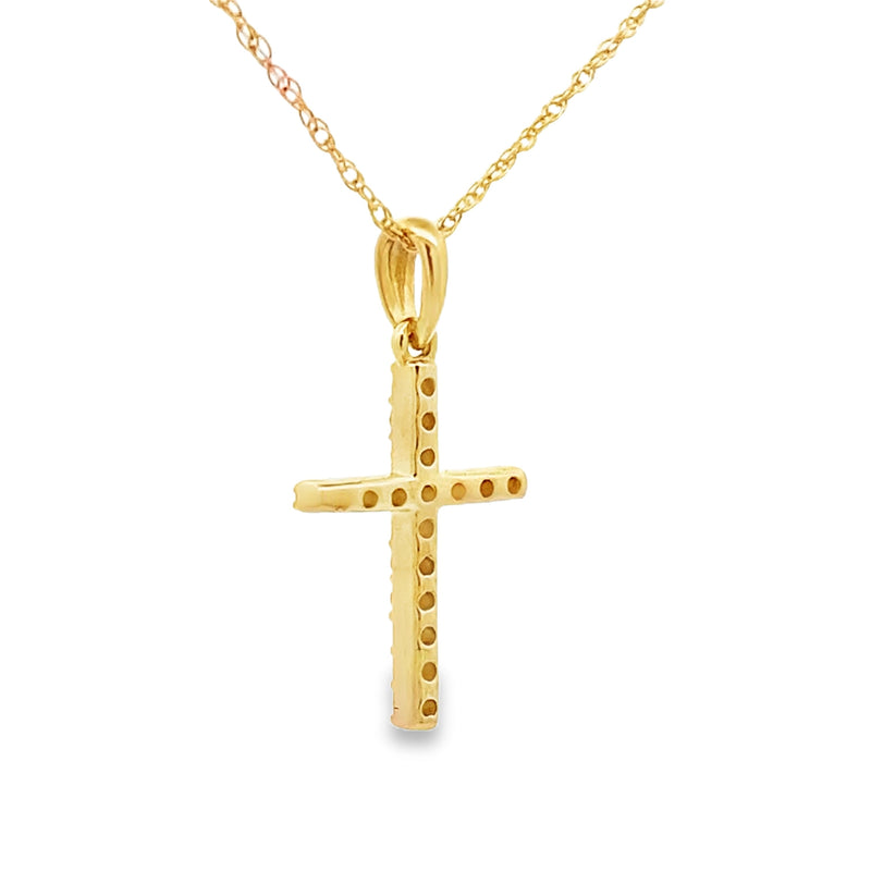 Bids.com .11ct Diamond Cross Religious Pendant 14KT Yellow Gold Pendants
