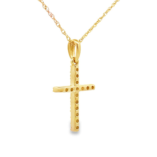 Bids.com .11ct Diamond Cross Religious Pendant 14KT Yellow Gold Pendants