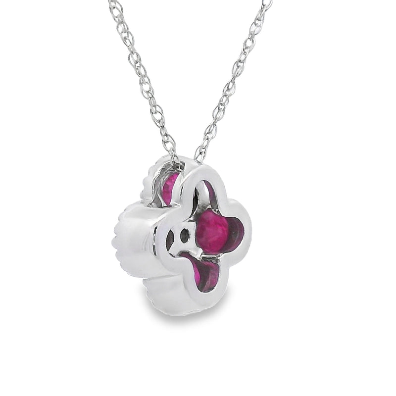 Bids.com .77ct Ruby Diamond Fashion Pendants 14KT White Gold Pendants