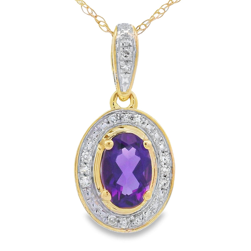 Bids.com Amethyst Diamond Fashion Pendants 10KT Yellow Gold Pendants