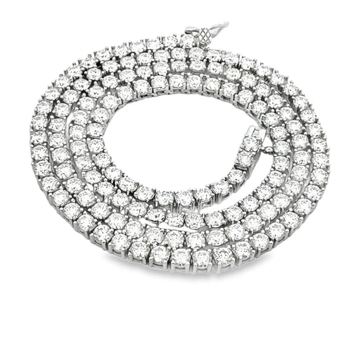 Bids.com 15.14ct Moissanite Tennis Necklace Sterling Silver Pendants White Smoke 22in 3mm