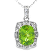 Bids.com 2.03ct Peridot Diamond Fashion Pendants 10KT White Gold Pendants