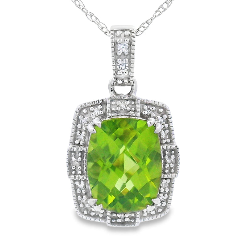 Bids.com 2.03ct Peridot Diamond Fashion Pendants 10KT White Gold Pendants