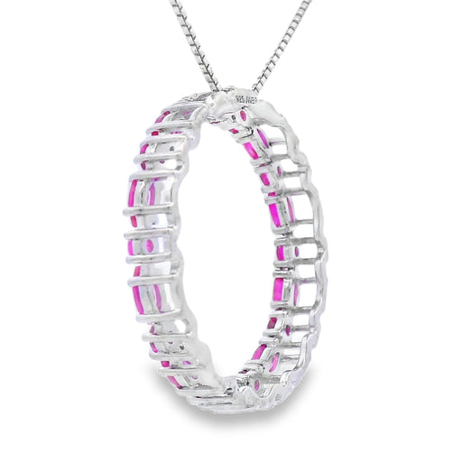 Bids.com Created Ruby Circle of Love Pendant Sterling Silver Pendants