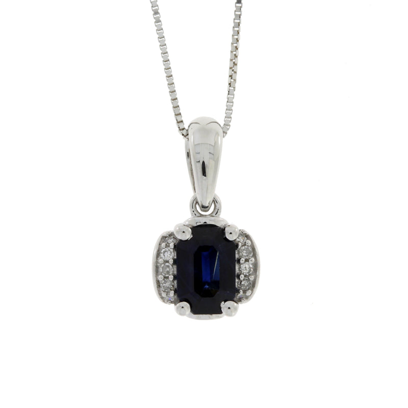 Bids.com .63ct Sapphire Diamond Fashion Pendants 14KT White Gold Pendants