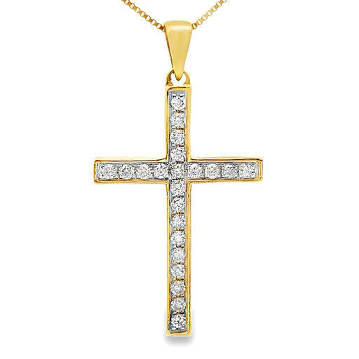 Bids.com .22ct Diamond Cross Religious Pendant 14KT Yellow Gold Pendants