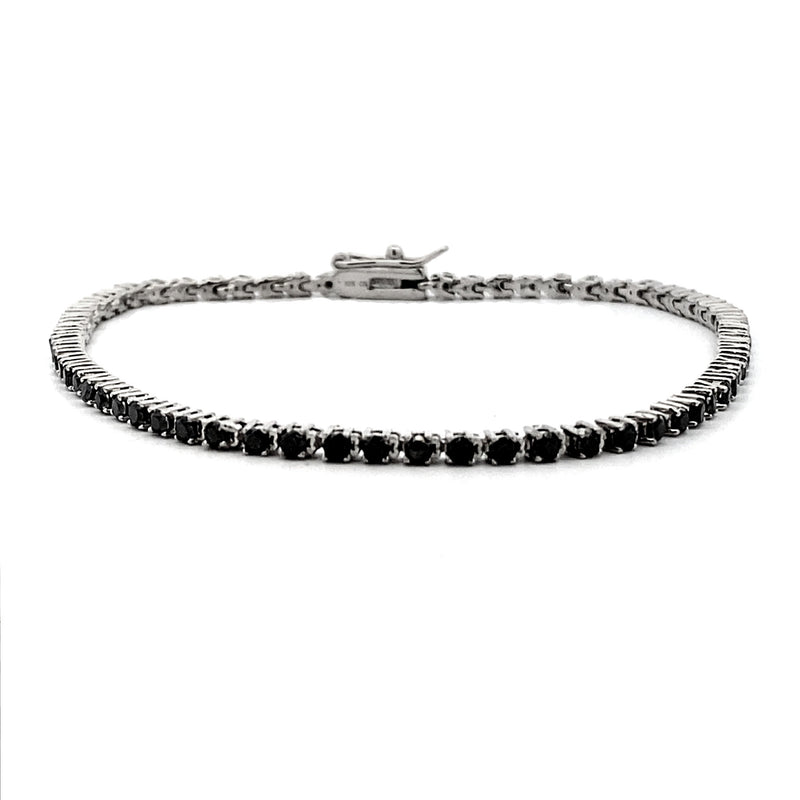 Bids.com 2.27ct Black Diamond Tennis Bracelet Sterling Silver Bracelets
