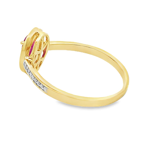 Bids.com .54ct Ruby Diamond Ring 10KT Yellow Gold Rings