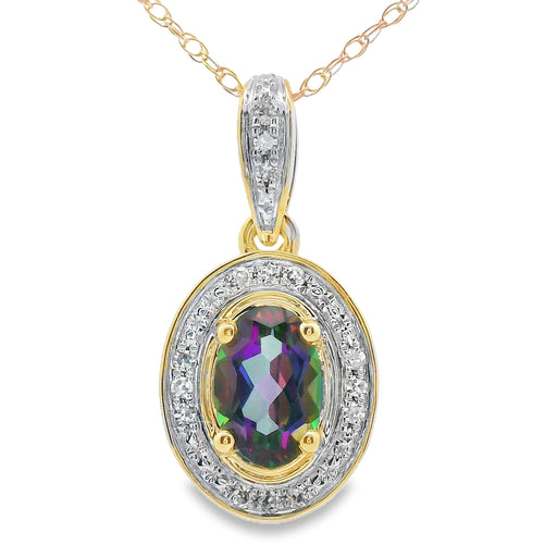 Bids.com Mystic Fire Topaz Fashion Pendants 10KT Yellow Gold Pendants