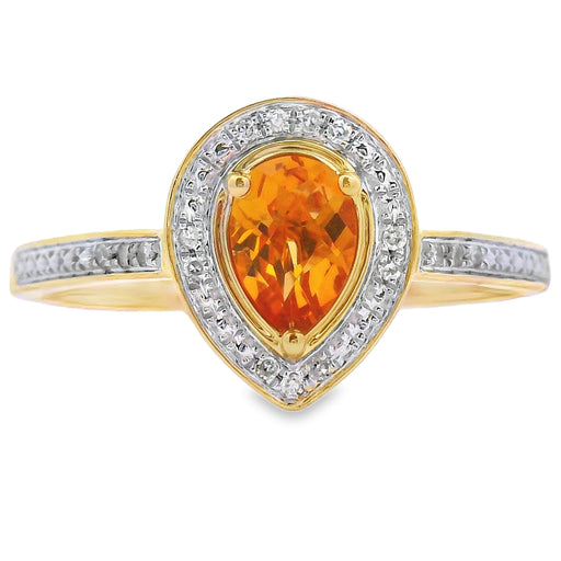 Bids.com .50ct Citrine Diamond Ring 10KT Yellow Gold Rings
