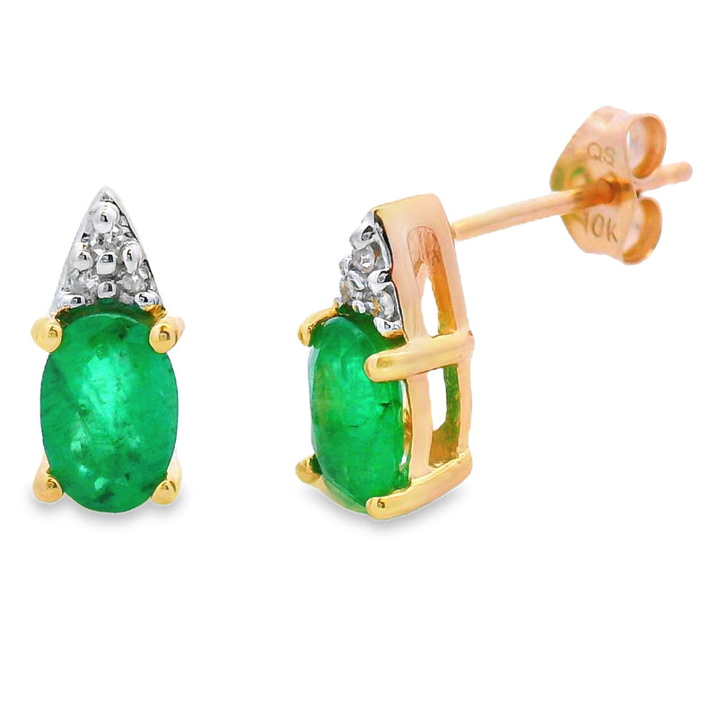 Bids.com 1.03ct Emerald Diamond Stud Earrings 10KT Yellow Gold Earrings