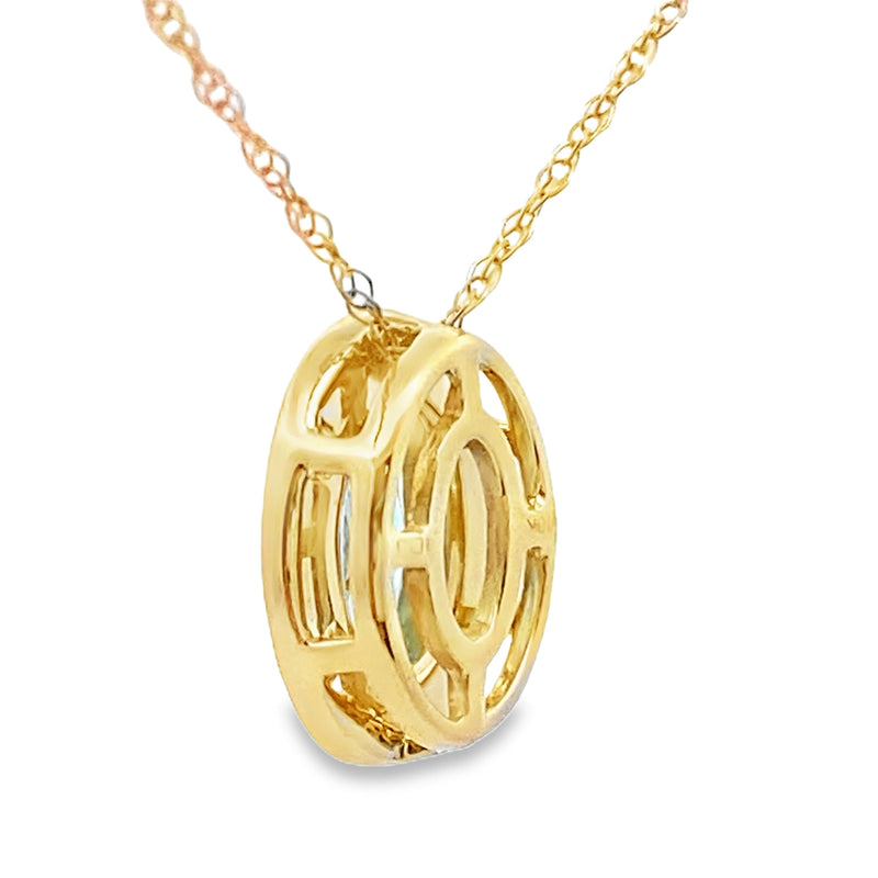 Bids.com Blue Topaz Diamond Fashion Pendants 10KT Yellow Gold Pendants