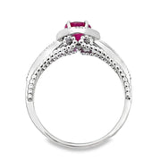 Bids.com 1.35ct Ruby Diamond Ring 14KT White Gold Rings
