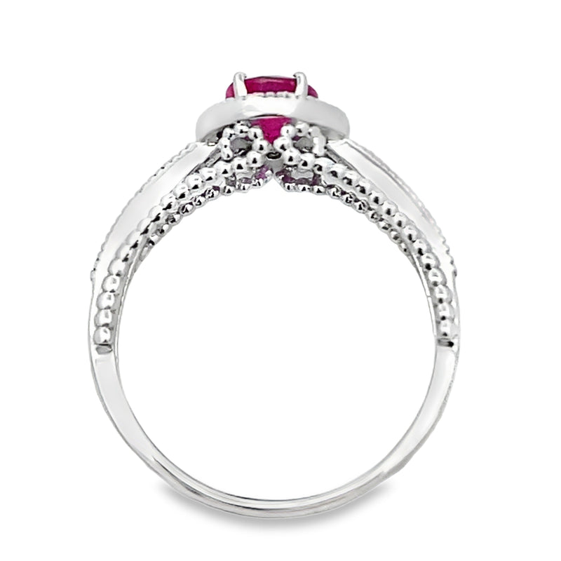 Bids.com 1.35ct Ruby Diamond Ring 14KT White Gold Rings