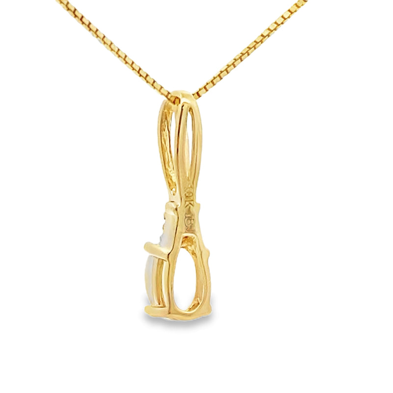 Bids.com .02ct Opal Diamond Fashion Pendants 10KT Yellow Gold Pendants