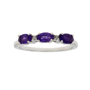Bids.com .70ct Amethyst Diamond Ring Sterling Silver Rings