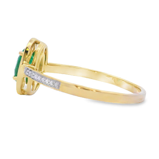 Bids.com .49ct Emerald Diamond Ring 10KT Yellow Gold Rings