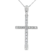 Bids.com .45ct Diamond Cross Religious Pendant 14KT White Gold Pendants