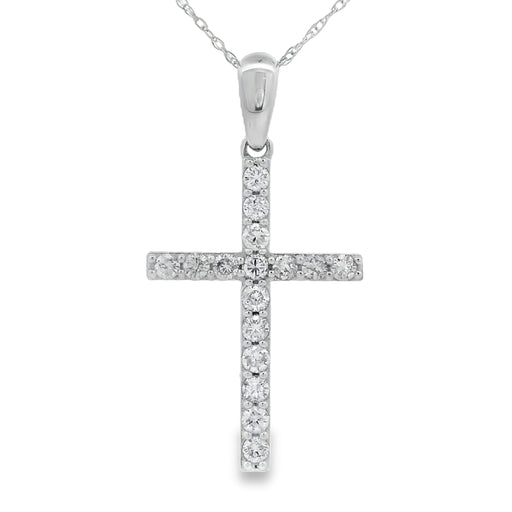Bids.com .45ct Diamond Cross Religious Pendant 14KT White Gold Pendants
