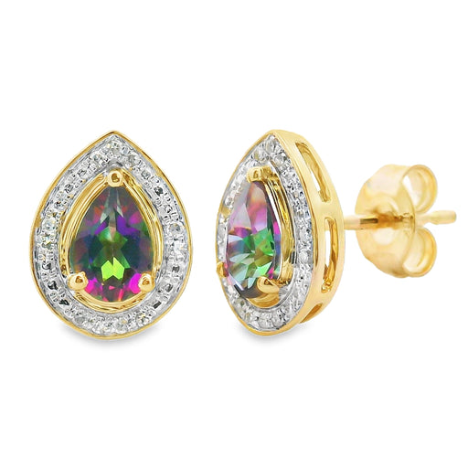 Bids.com Mystic Fire Topaz Dangle Earrings 10KT Yellow Gold Earrings
