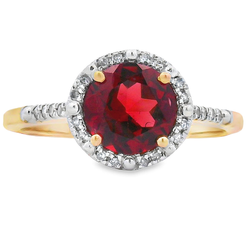 Bids.com 1.75ct Garnet Diamond Ring 10KT Yellow Gold Rings