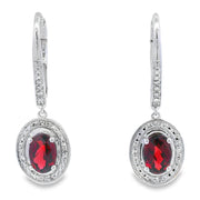 Bids.com 1.41ct Garnet Diamond Dangle Earrings 10KT White Gold Earrings