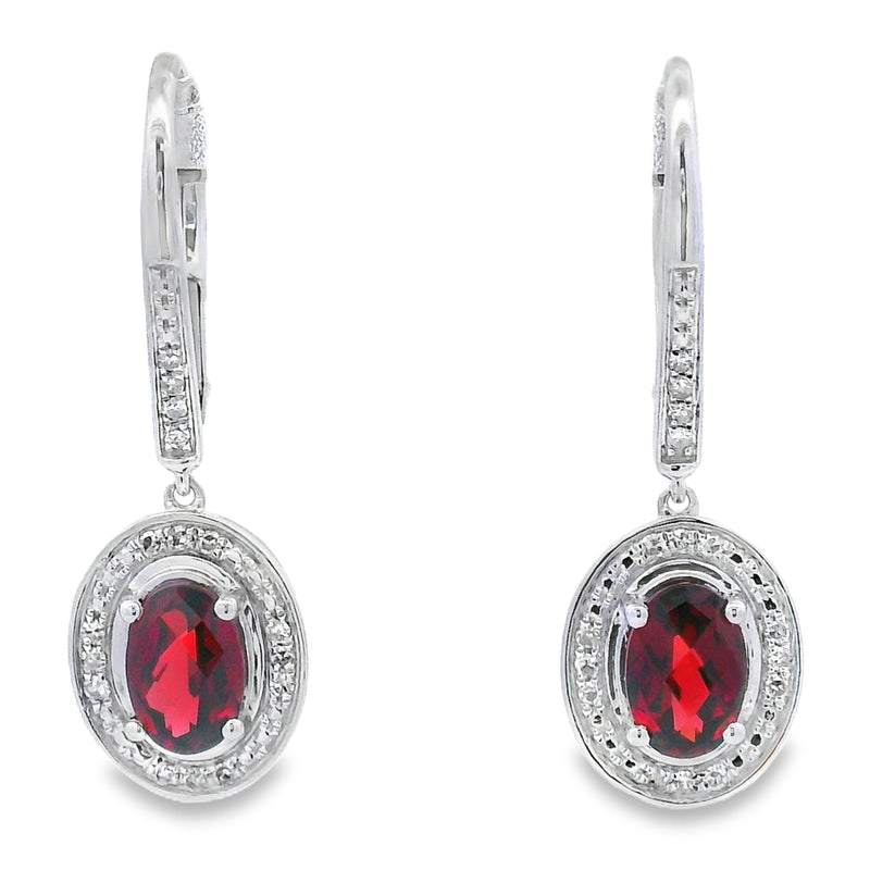 Bids.com 1.41ct Garnet Diamond Dangle Earrings 10KT White Gold Earrings