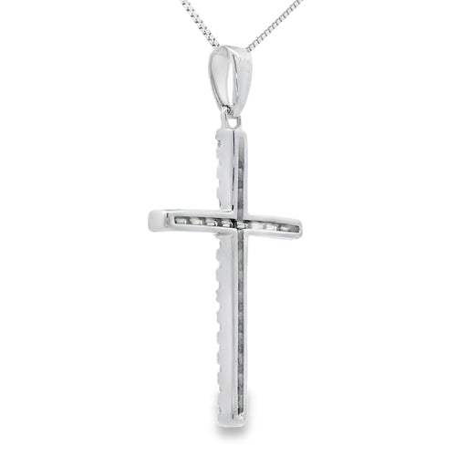 Bids.com .21ct Diamond Cross Religious Pendant 14KT White Gold Pendants