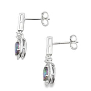 Bids.com Mystic Fire Topaz Dangle Earrings 10KT White Gold Earrings