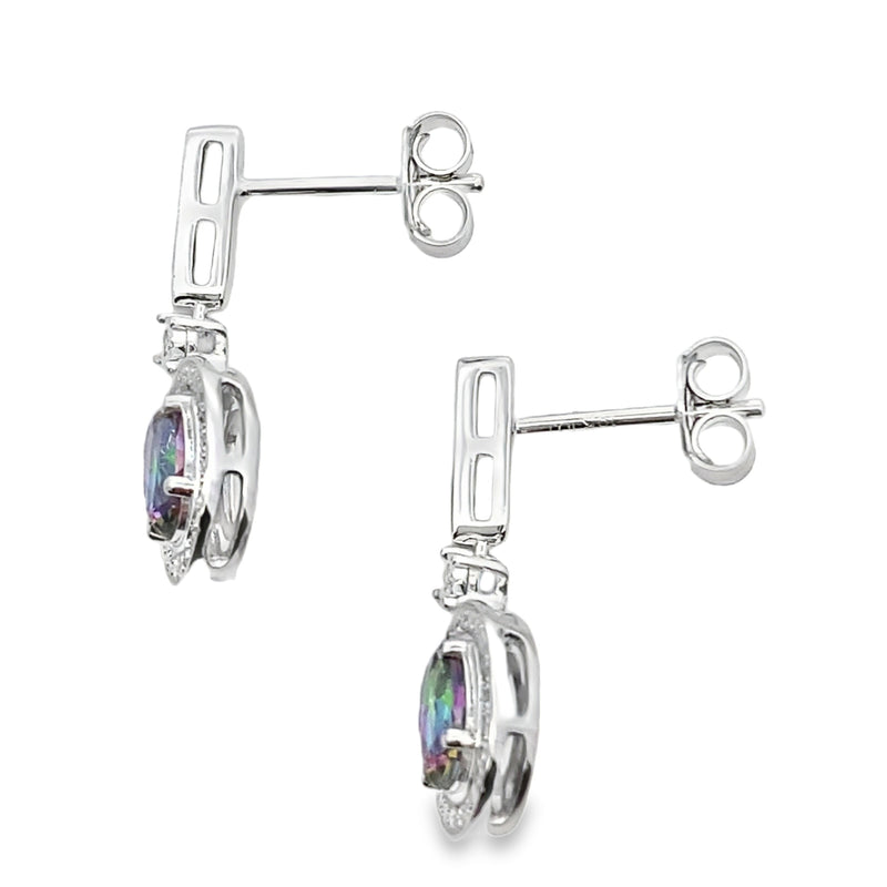 Bids.com Mystic Fire Topaz Dangle Earrings 10KT White Gold Earrings