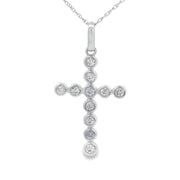 Bids.com .31ct Diamond Cross Religious Pendant 14KT White Gold Pendants