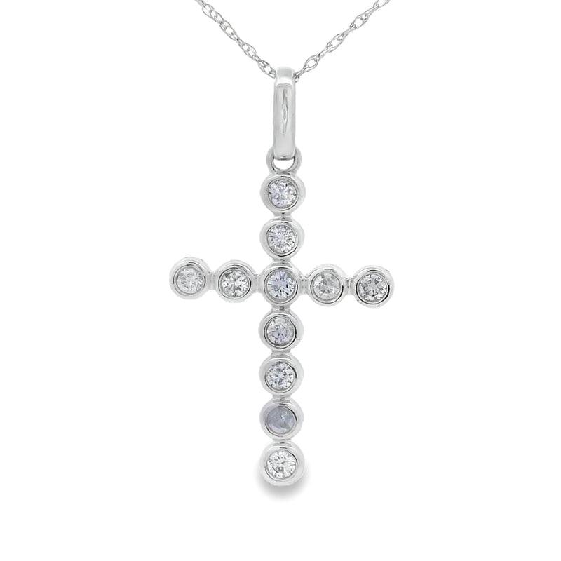 Bids.com .31ct Diamond Cross Religious Pendant 14KT White Gold Pendants