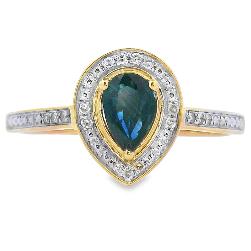 Bids.com .54ct Sapphire Diamond Ring 10KT Yellow Gold Rings