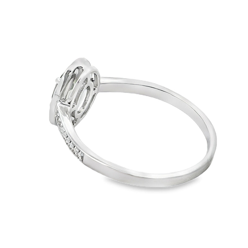 Bids.com .54ct Peridot Diamond Ring 10KT White Gold Rings