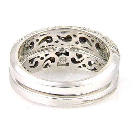 Bids.com .54ct Antique Style Engagement Ring Set 18KT White Gold Rings