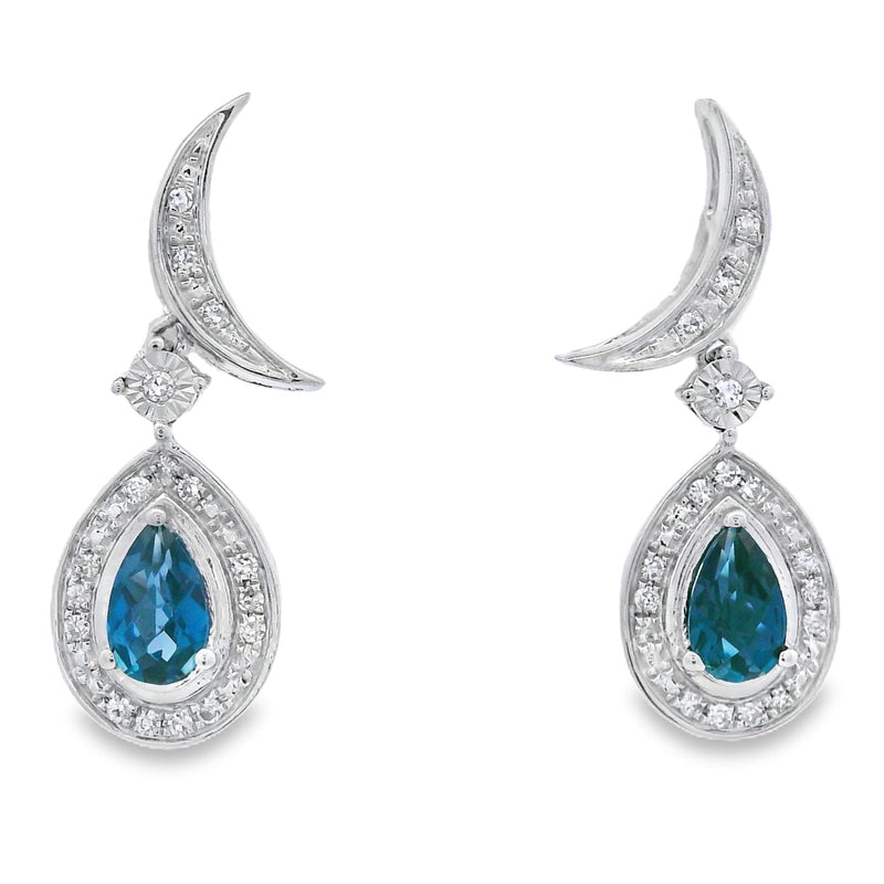 Bids.com .59ct London Blue Topaz Dangle Earrings 10KT White Gold Earrings