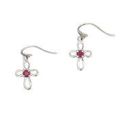 Bids.com .32ct Ruby Cross Earrings 10KT White Gold Earrings